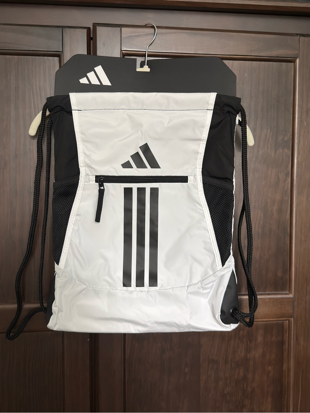 NWT adidas Alliance 3 Sackpack White Black Drawstring Gym Backpack